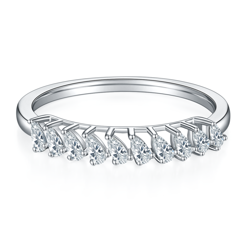 Pear shaped S925 silver plated platinum moissanite diamond women's ring 1.0 carat D-grade